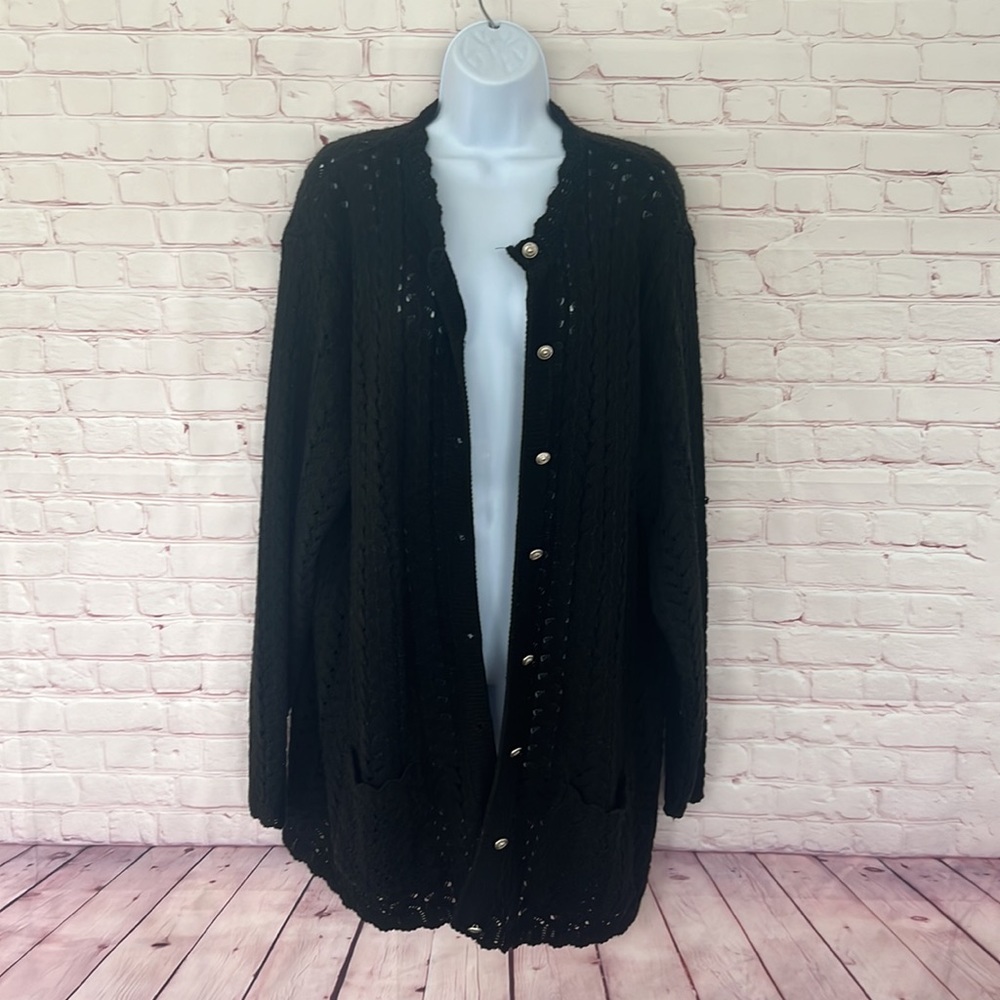 Vintage GRACE Black knit button down cardigan sweater